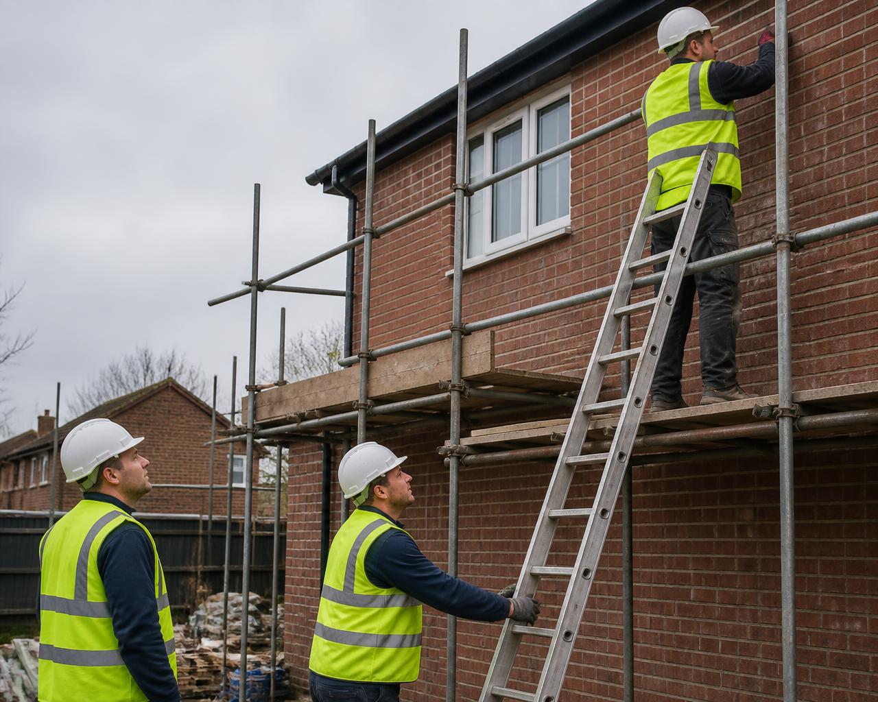 Hammer & Home tradesmen working on a residential brick house